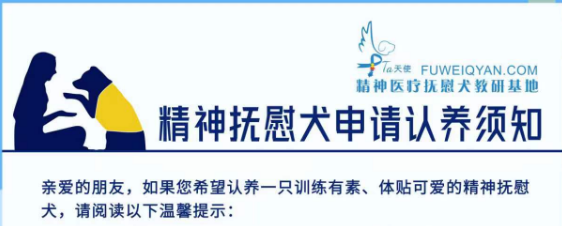 精神抚慰犬（辅助犬）家庭介入认养申请须知